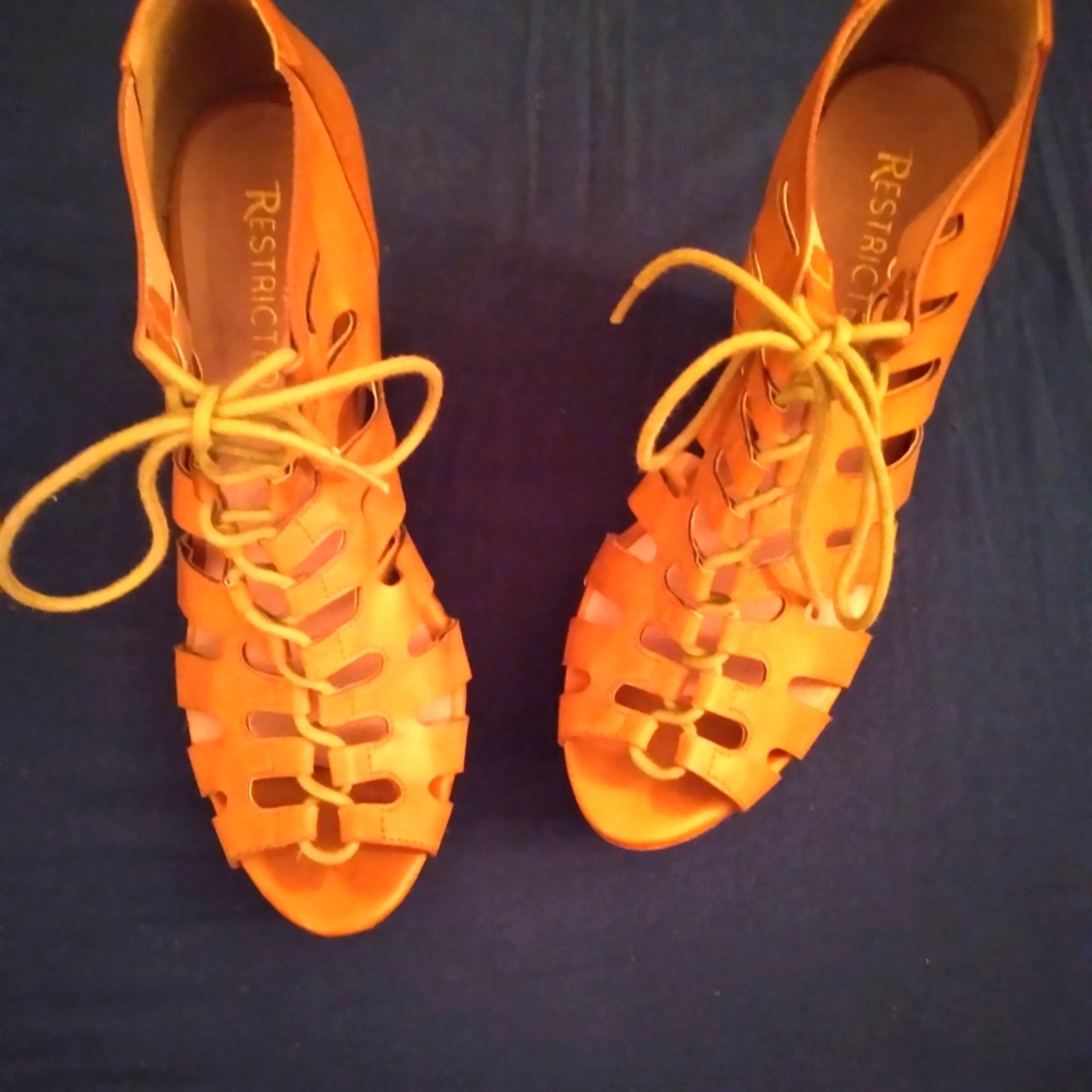 Restrict Laced Up Open Toe Wedges - image 6